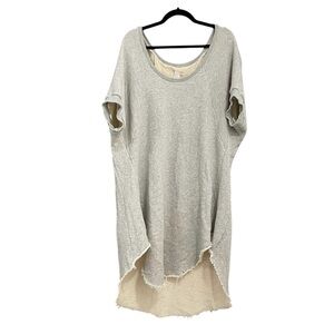 HOI BO Cotton Bamboo Parachute Tee Lagenlook Midi Dress Grey S